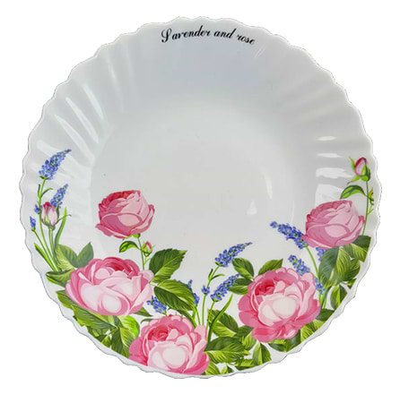 Фото - Тарілка обідня Vittora V-220LR Лаванда і троянда Wave 220 мм