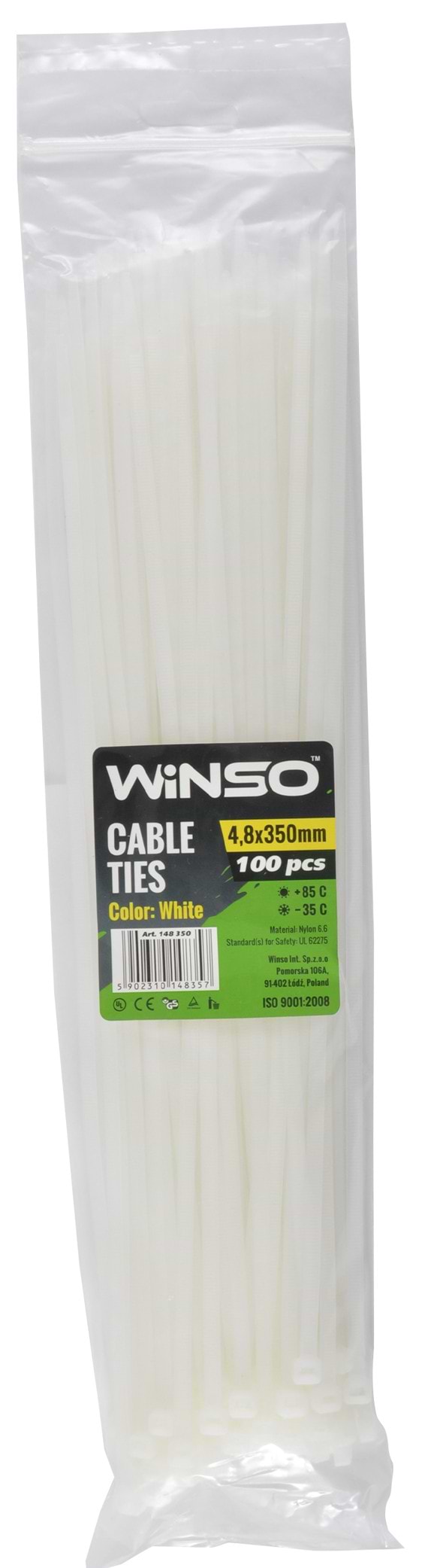 Набор хомутов Winso белые 4,8x350 (148350)