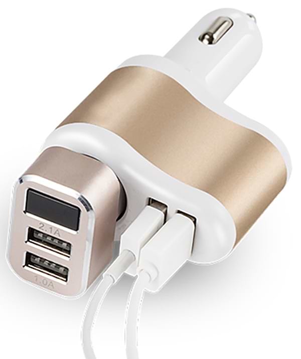 Фото - Автомобільний зарядний пристрій XOKO CC-303 2 USB 2.1 Gold/White (CC-303-GDWH) + авто розгалужувач