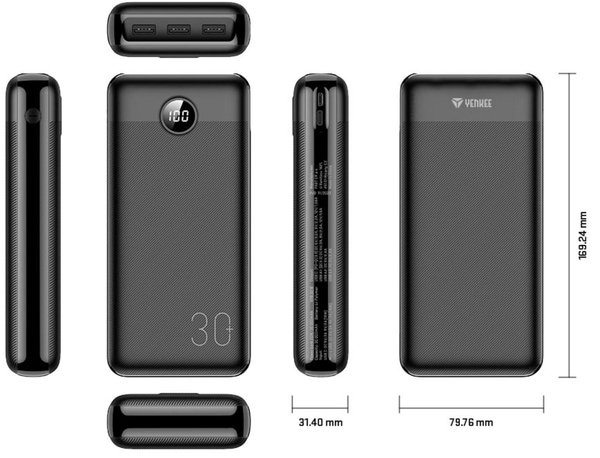 Фото - Батарея мобільна YENKEE YPB 3018 - 30000 mAh PD20W Black (35057019)
