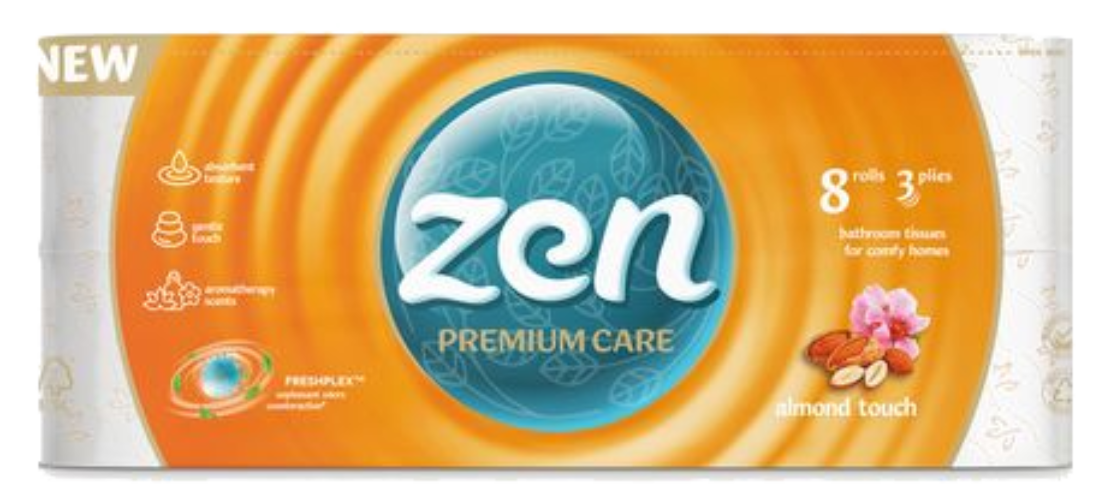 Туалетний папір ZEN Premium Мигдаль 3 шари, 8 довгих рул.по 18,9 м - Фото 1