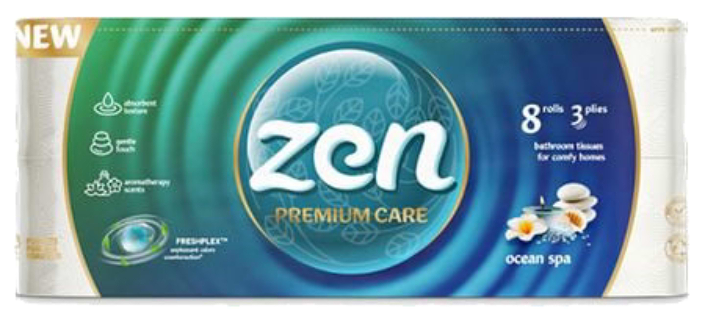 Туалетний папір ZEN ТPremium Ocean SPA 3 шари, 8 довгих рул.по 18,9 м - Фото 1