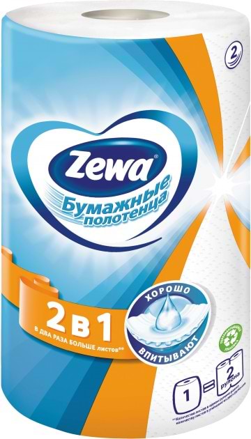 Рушники паперові Zewa 2 в 1 2-слойные 1 шт. (7322540827743)