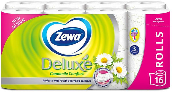 Фото - Туалетная бумага Zewa Deluxe Camomile 3 слоя 16 рулонов (7322540201925) Фото - Туалетная бумага Zewa Deluxe Camomile 3 слоя 16 рулонов (7322540201925)