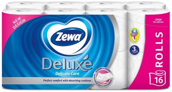 Туалетний папір Zewa Deluxe Delicate Care 3-х слойная, 16 рулонов (7322540313321) - Фото 1