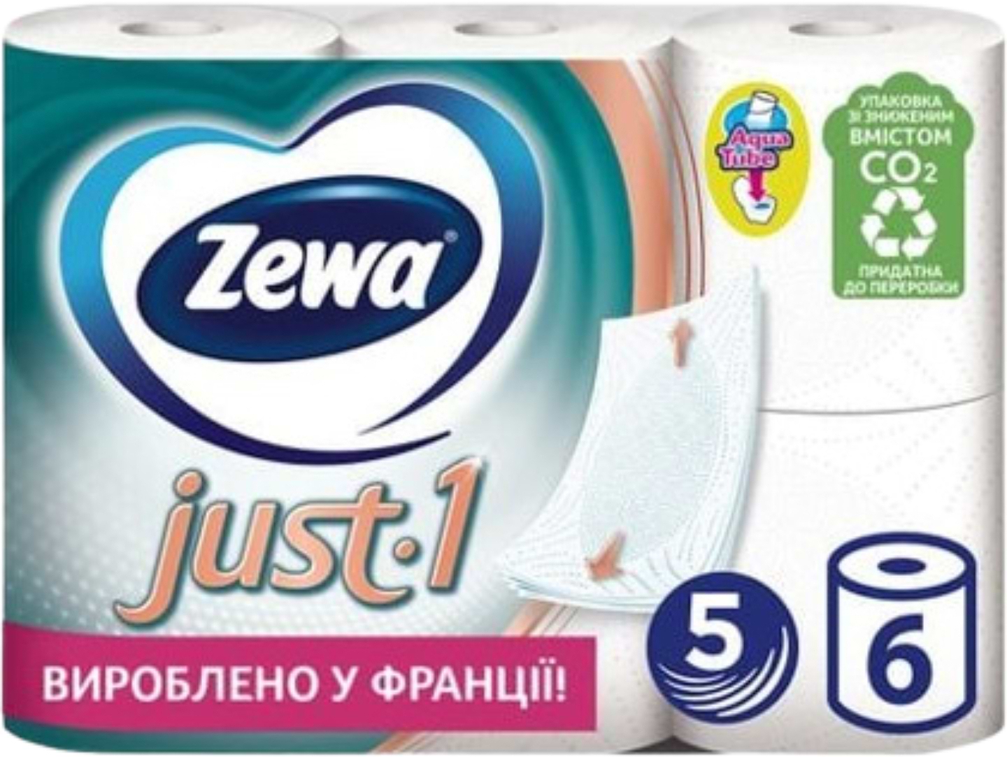 Туалетная бумага Zewa Just 1 белая 5 слоев 6 рулонов (7322541189314)