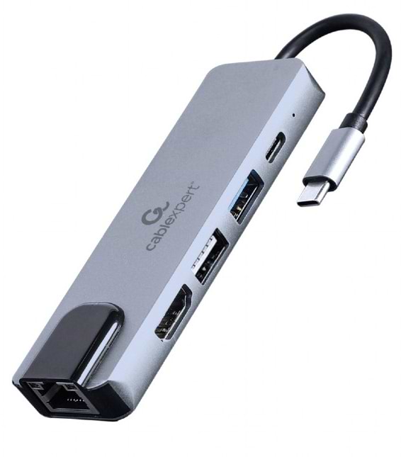 Хаб USB Cablexpert USB-C 5-в-1 HDMI/PD/LAN (A-CM-COMBO5-04) - Фото 1