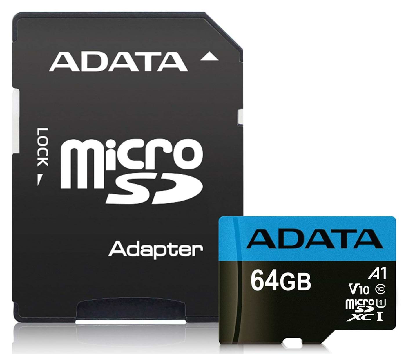 Карта памяти A-DATA microSDXC 64GB C10 UHS-I A1 + SD (AUSDX64GUICL10A1-RA1)