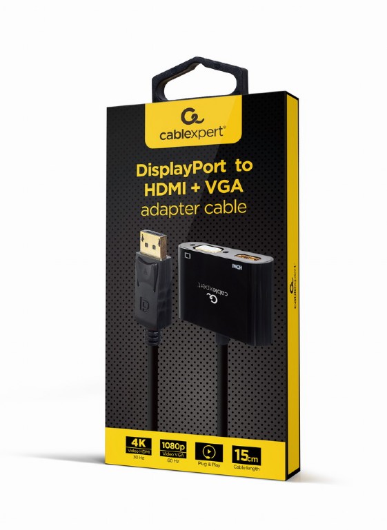 Фото - Перехідник Cablexpert DisplayPort на HDMI/VGA (A-DPM-HDMIFVGAF-01)