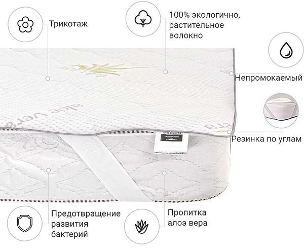 Фото - Наматрасник детский MirSon №1021 Alberto Cotton Aloe Vera 70х140 см (2200001498716)
