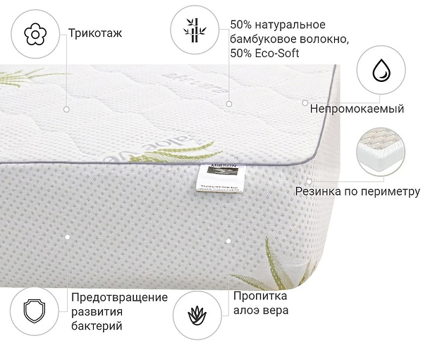 Фото - Наматрасник детский MirSon №1031 Alberto Bamboo Aloe Vera 70х130 см (2200001502352)