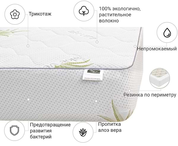 Фото - Наматрацник дитячий MirSon №1022 Alberto Cotton Aloe Vera 70х140 см (2200001498723)