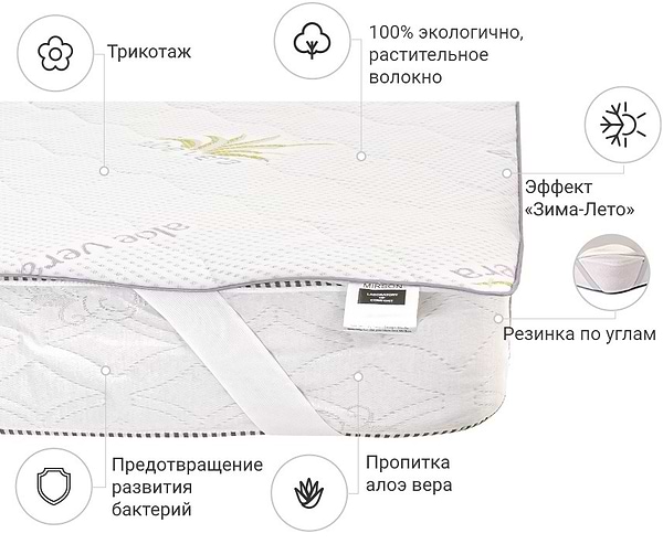 Фото - Наматрацник дитячий MirSon №1002 Alberto Eco Seasons Aloe Vera 70х140 см (2200001489929)