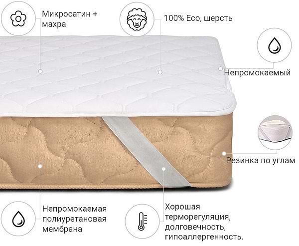 Фото - Наматрасник детский MirSon Woollen Двусторонний 241 70x140 см (2200000336361)