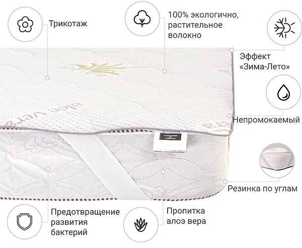 Фото - Наматрацник дитячий MirSon №1023 Alberto Cotton Seasons Aloe Vera 70х140 см (2200001498730)