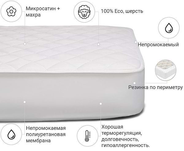 Фото - Наматрасник MirSon Woollen Двусторонний 242 200x200 см (2200000336521)