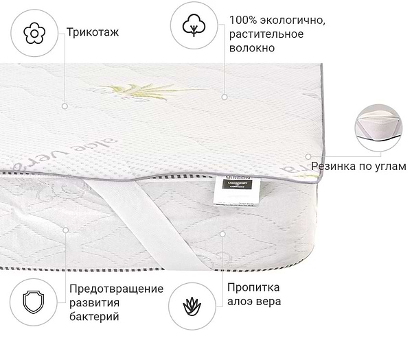 Фото - Наматрацник дитячий MirSon №1024 Alberto Cotton Strong Aloe Vera 70х140 см (2200001498747)