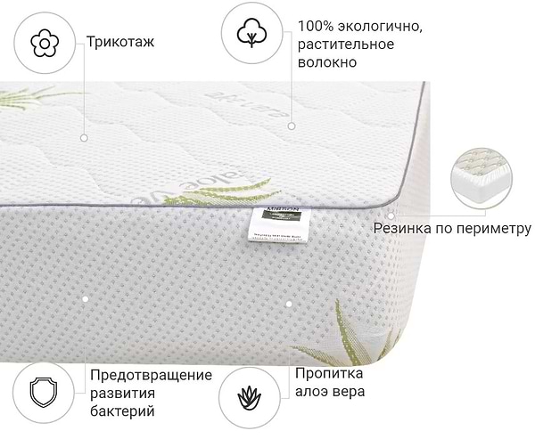 Фото - Наматрацник дитячий MirSon №1025 Alberto Cotton Strong Aloe Vera 70х140 см (2200001498754)