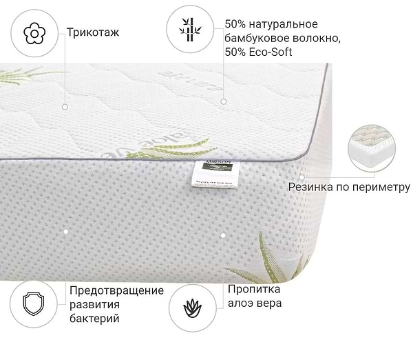 Фото - Наматрацник дитячий MirSon №1028 Alberto Bamboo Aloe Vera 70х130 см (2200001502321)