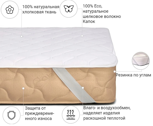 Фото - Наматрацник MirSon Natural Line Стандарт Silk 974 150x200 (2200000838308)