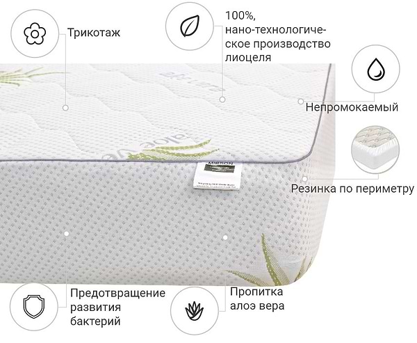 Фото - Наматрацник дитячий MirSon №1049 Alberto Тенсель (Modal) Aloe Vera 70х130 см (2200001508477)