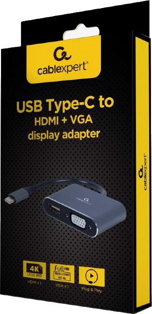 Фото - Переходник Cablexpert USB-C - HDMI/VGA (A-USB3C-HDMIVGA-01)