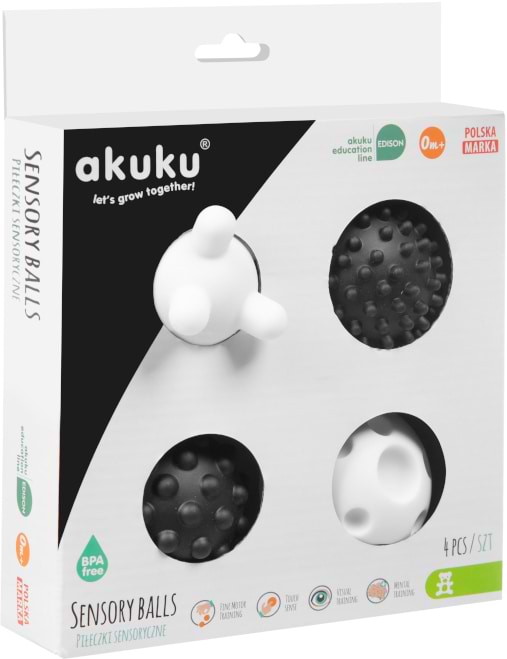 М'ячик для малюка Akuku Набір сенсорних кульок, чорно-білий (A0469)