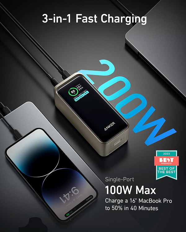 Фото - Батарея мобільна Anker Prime 20000 mAh 200W PD Black (A1336011)