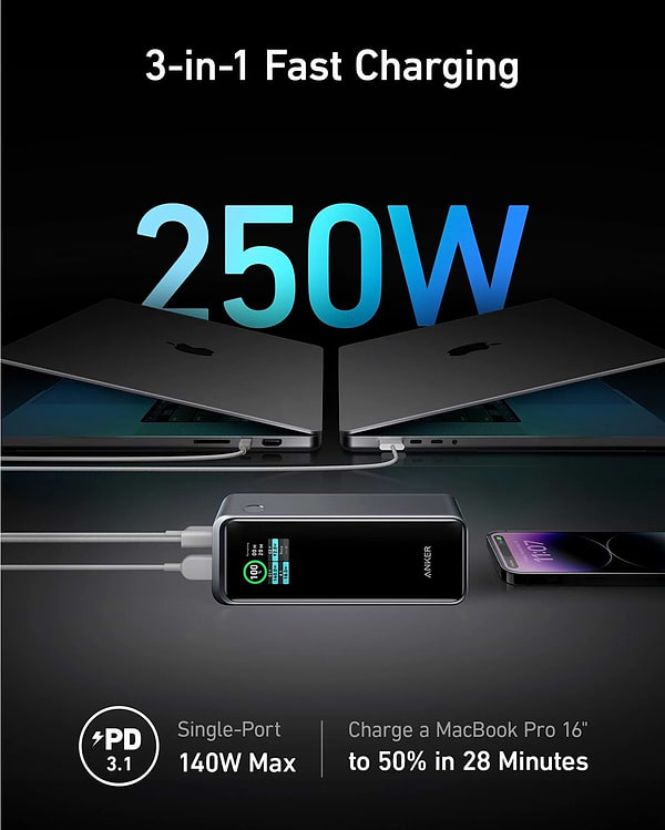 Фото - Батарея мобільна Anker Prime 27650 mAh 250W PD Black (A1340011)