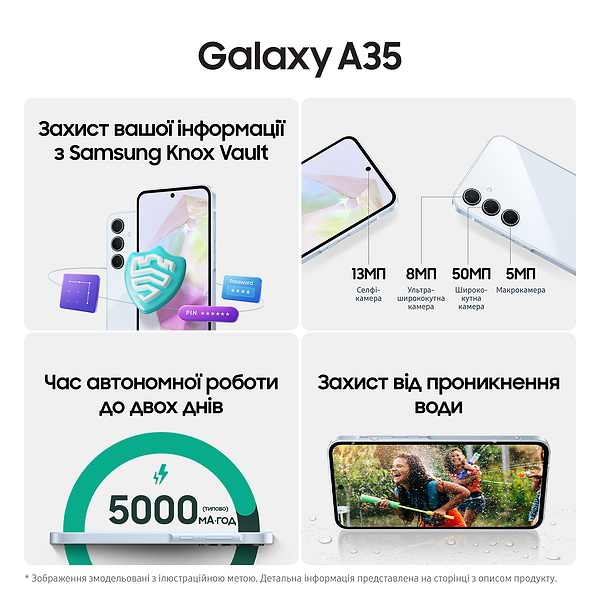 Фото - Уцінка - Смартфон Samsung Galaxy A35 5G 6/128Gb Awesome Lilac (SM-A356BLVBEUC)