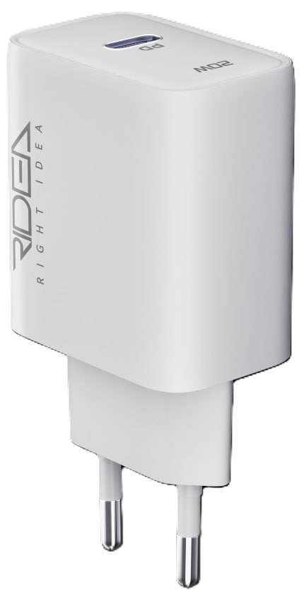 Фото - Сетевое зарядное устройство Ridea Rapid Pro 1USB-C QC/PD 20W+Type-C to Type-C White (RW-20124)