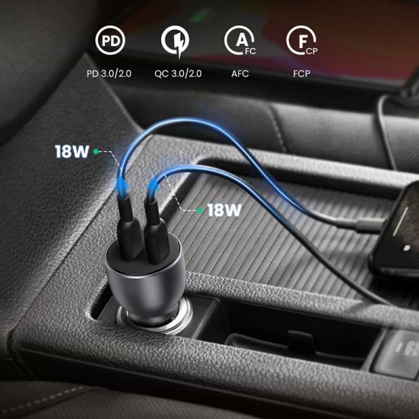 Фото - Автомобільний зарядний пристрій UGREEN QC 3.0+QC 3.0 Dual USB-C 40W CD213 (70594)