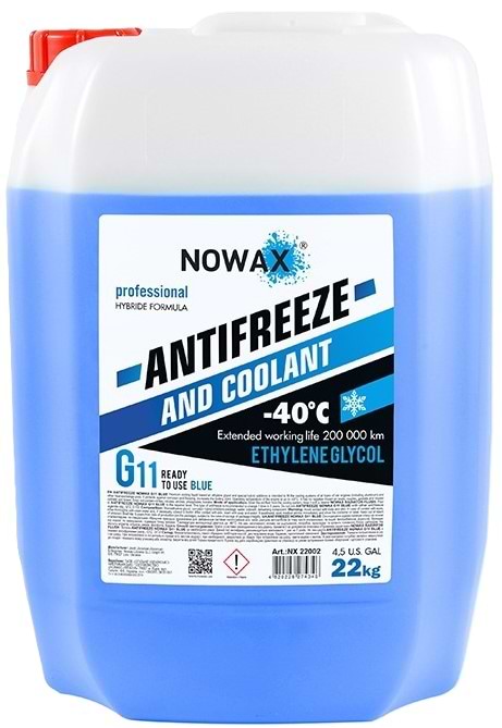 Фото - Антифриз NOWAX ANTIFREEZEE G11 Blue 22 кг готовый раствор (NX22002)