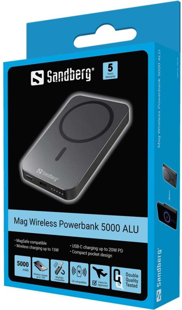 Фото - Батарея мобільна Sandberg Mag Wireless 5000mAh 20W 1USB-C Qi Wireless 15W (SAND_420-96)