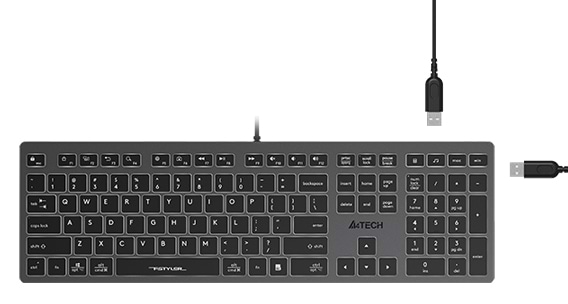 Фото - Уцінка - Клавіатура дротова A4tech FX60H USB Grey White backlit