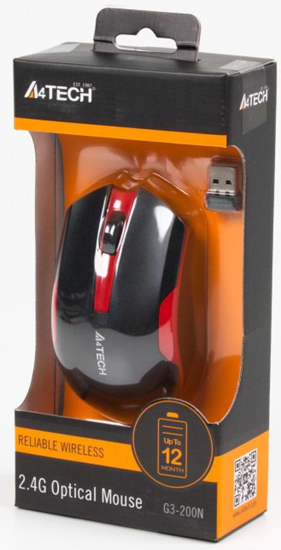 Фото - Миша бездротова A4tech G3-200N (Black+Red)
