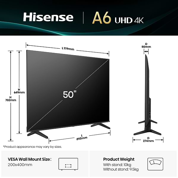 Фото - Телевізор Hisense 50A6Q