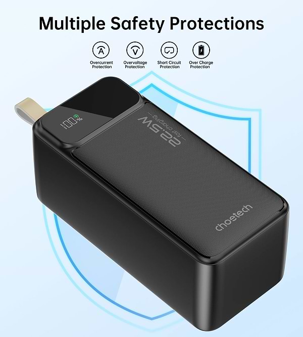 Фото - Батарея мобільна Choetech 50000mAh 22,5W PD QC3.0 Black (B732-ACBK)