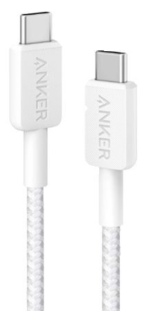 Кабель синхронізації даних Anker 322 USB-C to USB-C - 1.8m Nylon White (A81F6H21) - Фото 1