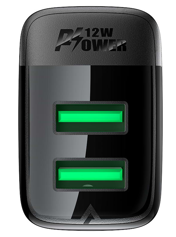Фото - Сетевое зарядное устройство AceFast 2xUSB 12W (USB-Ax2) A86 Black (6974316283270)