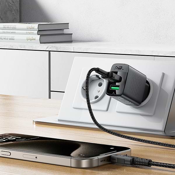 Фото - Сетевое зарядное устройство AceFast 2xUSB 12W (USB-Ax2) A86 Black (6974316283270)