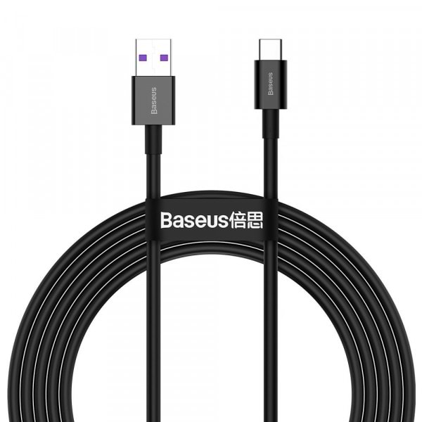 Кабель синхронізації даних Baseus Superior Fast Charging USB-USB-C 2m Black (CATYS-A01) - Фото 1