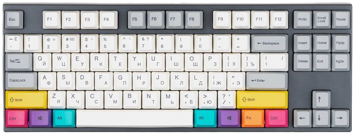 Клавиатура беспроводная игровая Varmilo APT87 CMYK, C-TK Brown, WL/USB-A, White Led (A92A024D3A5A17A007) - Фото 1