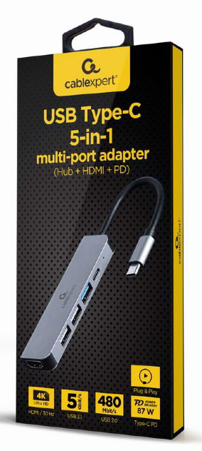 Фото - Хаб USB Cablexpert USB-C 5-в-1 USB/HDMI/PD (A-CM-COMBO5-03)