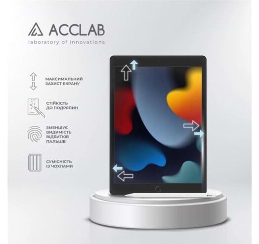 Фото - Захисне скло для планшету ACCLAB Full Glue for Apple iPad 10.2/9th 2021 10.2" (1283126575631)