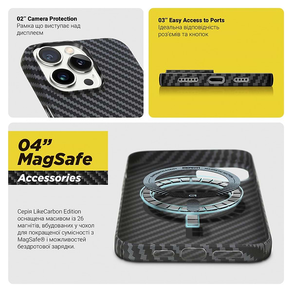 Фото - Чохол для смартфону Armorstandart LikeCarbon MagCase for Apple iPhone 14 Pro Max Black (ARM66366)