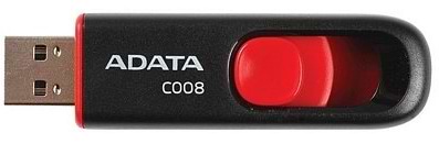Флеш USB ADATA AC008 32GB USB 2.0 Black-Red (AC008-32G-RKD)