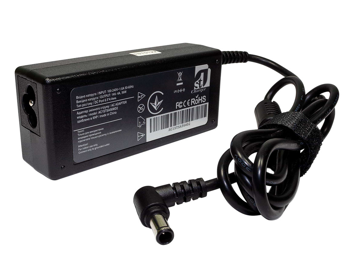 Зарядное устройство для ноутбука 1stCharger Samsung 56W 14V 4A 6.5x4.4 силовой кабель (AC1STSA56WD2)