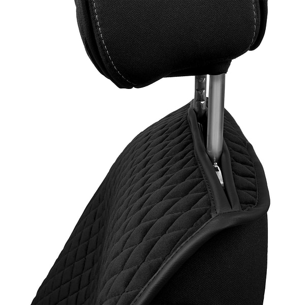 Фото - Комплект накидок на сиденье автомобиля EVAtech из алькантары черные с черной нитью, черный кант, малый ромб 2 шт ACASDMRBBB