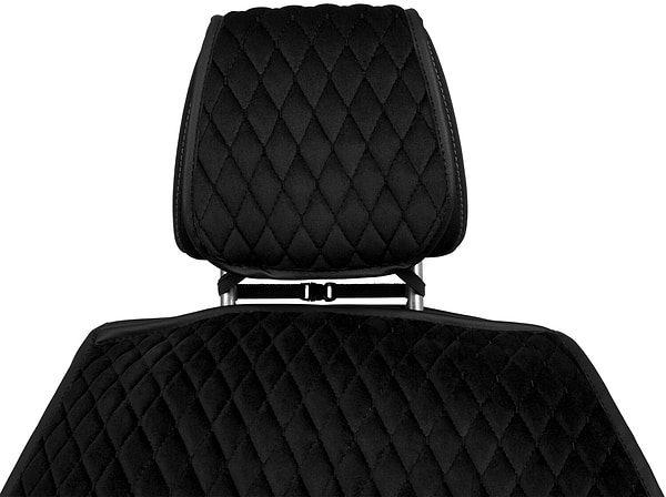 Фото - Комплект накидок на сиденье автомобиля EVAtech из алькантары черные с черной нитью, черный кант, малый ромб 2 шт ACASDMRBBB